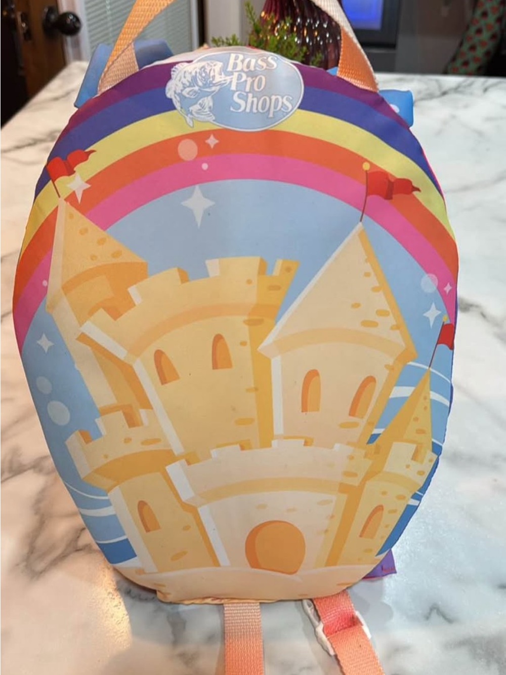 Bass Pro Shops Pastel Rainbow Castle Kids Backpack - Yellow, Blue, Pink, Orange